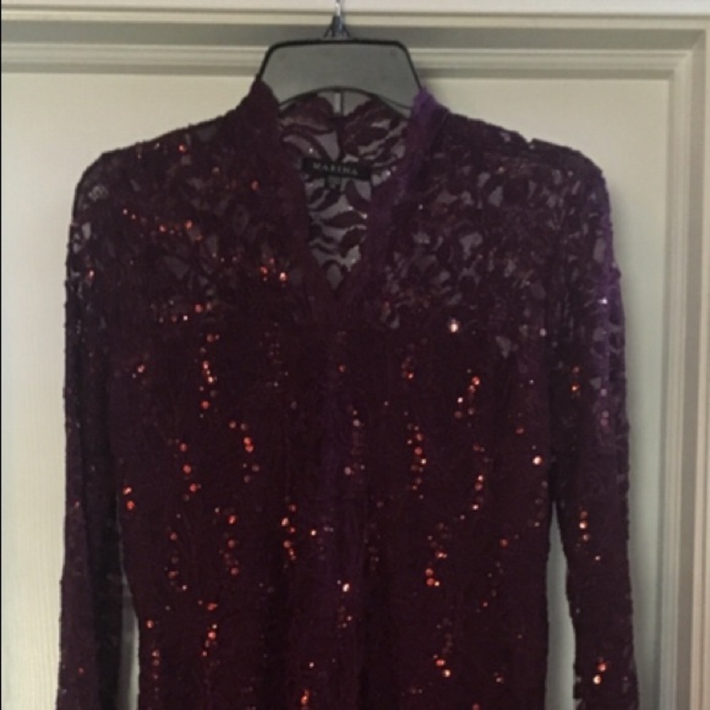Marina Sequined Merlot Dress Size 14